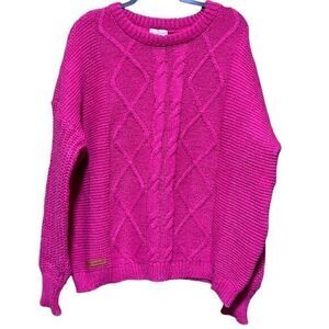 NWT Simply Southern Women's Preppy Fall Knit Sweater Raspberry Pink‎ Size XXL